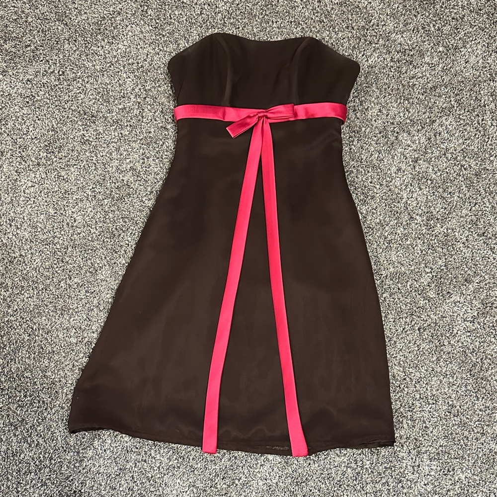 DaVinci Strapless Dress in Brown and Pink